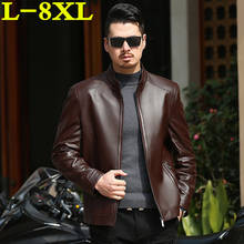 Осеннее 8XL 7XL размера плюс и зимнее тонкое мотоциклетное Пальто мужское повседневное пальто Мужская модная куртка из натуральной кожи 2024 - купить недорого