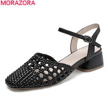 MORAZORA-zapatos de tacón de piel auténtica para mujer, calzado informal simple, a la moda, para verano, 2020 2024 - compra barato