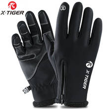 Велосипедные перчатки X-TIGER Pro, зимние теплые велосипедные спортивные перчатки с закрытыми пальцами, ветрозащитные, противоударные, с сенсорным экраном 2024 - купить недорого