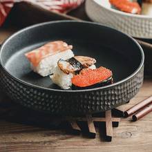 Japanese-style ceramic salad bowl, retro deep dish, western dish, simple black and white shallow dish plate, frosted simple dinn 2024 - buy cheap