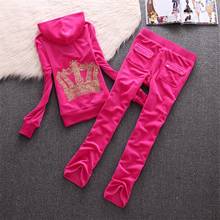 Juicy Lovers Brand Purple Black Blue Velvet Women Sporting Suits Outdoor Jogging Tracksuits Hooded Collar Casual Sportswear suit 2024 - buy cheap