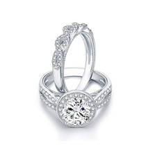 USTAR-Conjunto de anillos de compromiso Vintage para mujer, joyería de boda con piedra CZ grande y brillante, Estilo Vintage 2024 - compra barato