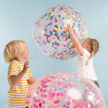 5 pçs 12 polegada balões crianças brinquedos transparente lantejoulas papel confetes festa de aniversário balões látex atacado 2024 - compre barato