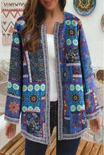 Lucavalolo-jaqueta feminina vintage, manga longa, casaco solto casual para primavera e outono, estampa floral 2024 - compre barato