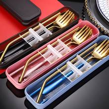 5 pcs /set Portable Travel Tableware Set Stainless Steel Dinnerware with Box Kitchen Fork Spoon Dinner Set School Travel Cutlery 2024 - buy cheap