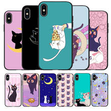 moon lune cat black Silicone Phone Case For iPhone 12 XR XS Max 5 5S SE 2020 6 6S 7 8 PLUS X 11Pro Max 11 Cover 2024 - buy cheap