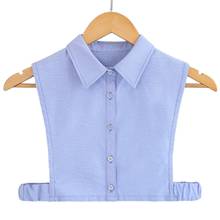 Oxford Cotton Blue Lapel False Collar Button Detachable Half Shirt Blouse Dickey 2024 - buy cheap