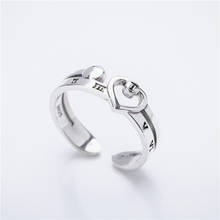 Кольца из стерлингового серебра 925 пробы для женщин, серебряные ювелирные изделия, обручальное кольцо с изменяемым размером сердца, римские цифры, дизайн с отверстиями 2024 - купить недорого