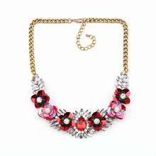 Wholesale New Trendy Fashion Gold Chain Colorful Crystal Flower Statement Pendant Necklace for Women Jewelry 2024 - buy cheap
