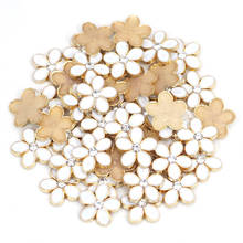 20pcs White Flower Hot Fix Alloy Studs Gold Flat Back Rhinestones For Clothes Iron On Rhinestuds For DIY Crafts 2024 - buy cheap