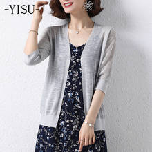 YISU Spring Thin Women Sweater Cardigan V-Neck Solid color pocket Cardigan for women Female Long sleeve Casual Knitted Cardigan 2024 - buy cheap