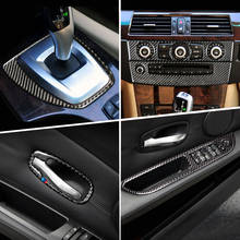 Fibra de carbono para bmw série 5 e60 carro inner gearshift ar condicionado cd painel porta braço decorativo capa guarnição do carro adesivo 2024 - compre barato