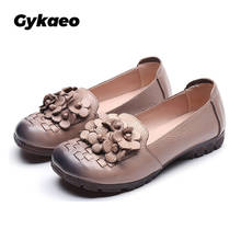 Gykaeo sapatos de salto baixo em couro legítimo femininos, sapatos confortáveis e casuais para a mamãe primavera 2021 2024 - compre barato