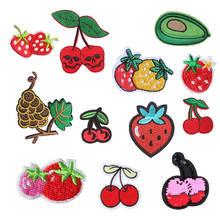 Fruit Strawberry Iron on Patches for Clothing Cherry Grape DIY Embroidery Stripe on Clothes Sequin Applique Badge Cloth Fabric 2024 - buy cheap