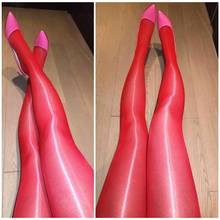 Sexy Glossy Oil Shiny Stockings Open Crotch High Waist Shaping Stockings Sheer Stocking Pantyhose Sexy Tights  Candy Color F13 2024 - buy cheap