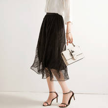 Falda de seda bordada para mujer, falda de tela de alta calidad, diseño elegante, nueva moda, 100% 2024 - compra barato