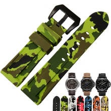 Sport High Quality  Black Buckle Camo Color Waterproof Silicone Rubber Replacement Watch Band Loops For Panerai Luminor 24mm 2024 - buy cheap