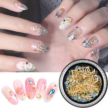 1Box Nail Art Gold Star Moon Mix 3D Rivet Rhinestones Beads AB Sequins Shiny Glitter Charm Gems Manicure Decorations JS01-14 2024 - buy cheap