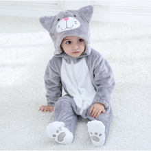 Pijama infantil de gato cinza, roupas com capuz para meninos e meninas, para recém-nascidos 2024 - compre barato