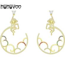 SWA Fashion Jewelry High Quality Elegant Hollow Circle Monkey Female Color Crystal Somersault Cloud Dangle  Earrings 2024 - buy cheap