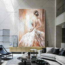 Hand Painted large Modern Abstract Sexy Oil Painting on Canvas blue white gray Wall Art Sexy Girl woman Canvas Pictures For Home 2024 - buy cheap