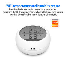 Sensor tuya vida inteligente wi fi sensor de temperatura e umidade higrômetro interior casa inteligente termômetro detector com display lcd 2024 - compre barato