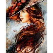 5D DIY Diamond Painting Full Square/Round Drill "Hat Woman" 3D Rhinestone Embroidery Cross Stitch Gift Home Decor Gift 2024 - buy cheap