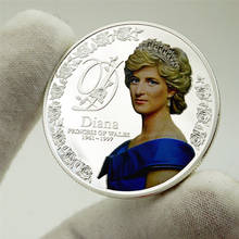 Princesa diana moeda banhada a prata, rosa, amor, borboleta, coroa, lembrança, presentes 2024 - compre barato
