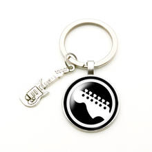 Fashion Cute Guitar Mini Note Pendant Keychain Glass Convex Round Key Ring DIY Jewelry Musician Souvenir Charm Bag Gift for Men 2024 - buy cheap