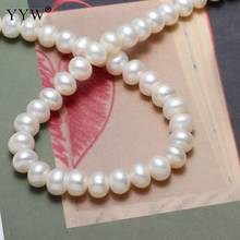 6mm Oblate Freshwater Pearl Beads Jewelry Making Beads Bulk Cultured Natural Potato Pearls White 15inch Strand 0.8mm Big Hole 2024 - buy cheap