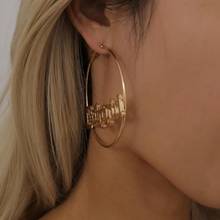 Pendientes de aro Punk para mujer, aretes grandes y redondos con letras llamativas de Babygirl, joyería de fiesta de hip hop Rock 2024 - compra barato