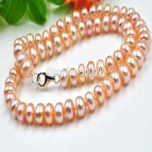 17"  8mm Natural pink Cultued freshwater Pearl necklace free shipping 2024 - buy cheap
