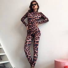 Omsj-novo macacão feminino da moda com estampa de leopardo, gola redonda, manga longa, para festas e clube, outono 2019 2024 - compre barato