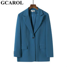 GCAROL New Women Notched Collar Suit Single-breasted Formal Long Blazer Elegant Handsome Spring Autumn Winter 2 Pockets Jacket 2024 - buy cheap