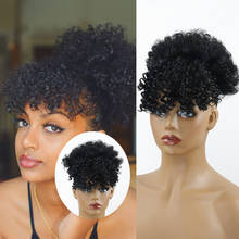Synthetic Ponytail with Bangs High Puff Afro Kinky Curly  Ponytail Hair Extension Drawstring Short Afro Pony Tail Clip in Hair 2024 - buy cheap