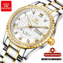 OLEVS gold men's mechanical watch luxury flash diamond automatic watch sports stainless steel waterproof watch gentleman gift 2024 - buy cheap