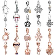 Pandora-Cuentas brillantes de Stiletto, abalorios de Plata de Ley 925 con diseño de copo de nieve de Ángel, Charms para pulsera, joyería artesanal 2024 - compra barato