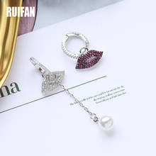 Ruifan Irregular Lips Simulated Pearl Earrings Dangle Korean Style Bling Cubic Zircon Drop Earring 2019 Fashion Jewelry YEA337 2024 - buy cheap