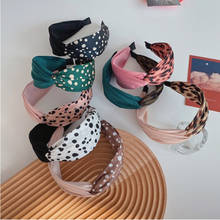 Fashion hair accessories women's leopard print polka dot cross headbands retro contrast color wide brim headband girl hair band 2024 - buy cheap