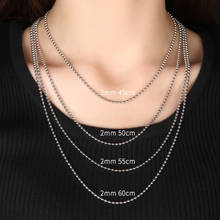Pure Silver 925 Necklaces For Women Man 16/18/20/22/24 inch 2mm Ball Bead Chain Necklace Collier Femme Choker Fashion Jewelry 2024 - buy cheap
