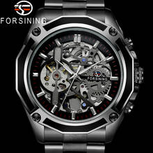 FORSINING Automatic Mechanical Men Wristwatch Military Sport Male Clock Top Brand Luxury Black Steel Skeleton New Man Watch 8130 2024 - buy cheap