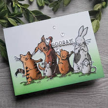 Animais "hooday!" corte de metal dados & selo de coordenação para diy scrapbooking artesanato gravação estêncil cartão foto fazer álbum 2024 - compre barato