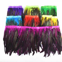 Adornos de plumas de gallo para manualidades, 1 metros/lote, 25-30CM, para vestido, falda, decoración de joyería de Carnaval 2024 - compra barato