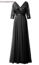 ANGELSBRDRIDEP Long Sleeves Mother Of Bride Dress Formal V-Neck Bling Bling Sequined Floor-Length Evening Party Gowns Plus Size 2024 - buy cheap