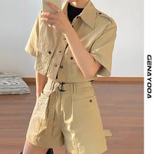 Genayooa Summer Women's Tracksuit Short Sleeve Casual Two Piece Set Women Korean Style Suits With Shorts And Tops Female Sets 2024 - buy cheap