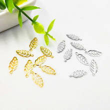 50pcs/lot 13*5.5mm Stainless Steel Hollow Out Leaves Pendants Charms Gold Color Tree Leaf Charms for Diy Jewelry Making Findings 2024 - buy cheap
