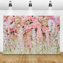 Laeacco Wedding Photo Backgrounds Pink White Flowers Floral Wall Birthday Party Photography Backdrop Baby Shower Photocall Props 2024 - buy cheap