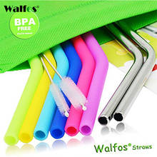 WALFOS Reusable Silicone Drink Straws For 30 & 20 OZ Tumblers Mugs - (6 Silicone + Stainless Steel Straw +2 Cleaning Brushes) 2024 - buy cheap