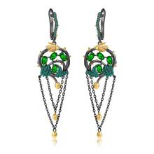 GEM'S BALLET-pendientes Diopside de cromo Natural para mujer, joyería de plata de ley 925, Rama, atrapasueños, pendientes de gota con borla 2024 - compra barato