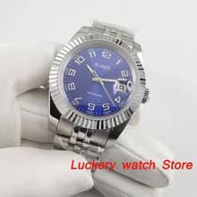 Bliger relógio masculino 39mm, mostrador azul, luminoso, data, vidro de safira, miyota, relógio com movimento automático ba222 2024 - compre barato